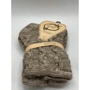 LEGMOGU'E Women's Taupe Rhythmic Mesh Chunky Knit Textured Boot Socks SZ OS